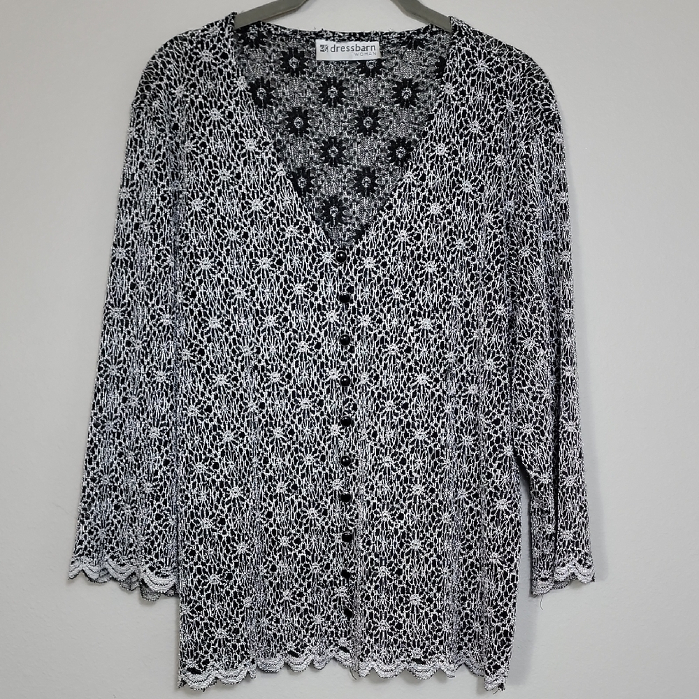 Vintage Dressbarn Lace Tunic Top Size L VNeck Black Whimsigoth Dark Romantic